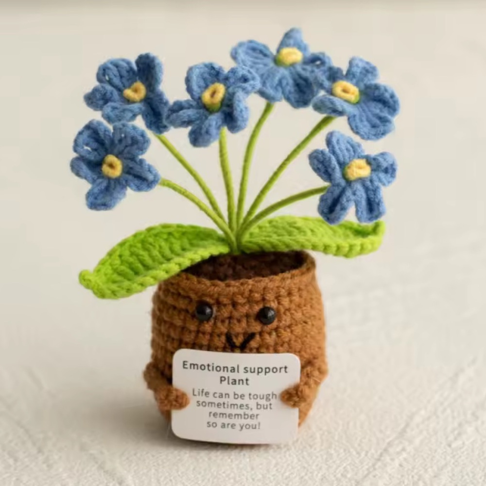 Emotional Support Knit Plant for Desk Office Gift Birthday
